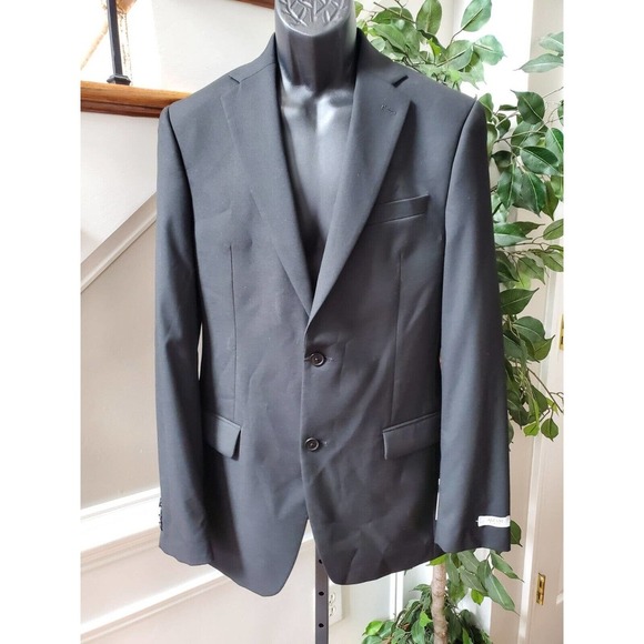 Alfani Men Black Long Sleeve Single Breasted Two Buttons Fitted Blazer Size 38L - Picture 1 of 12